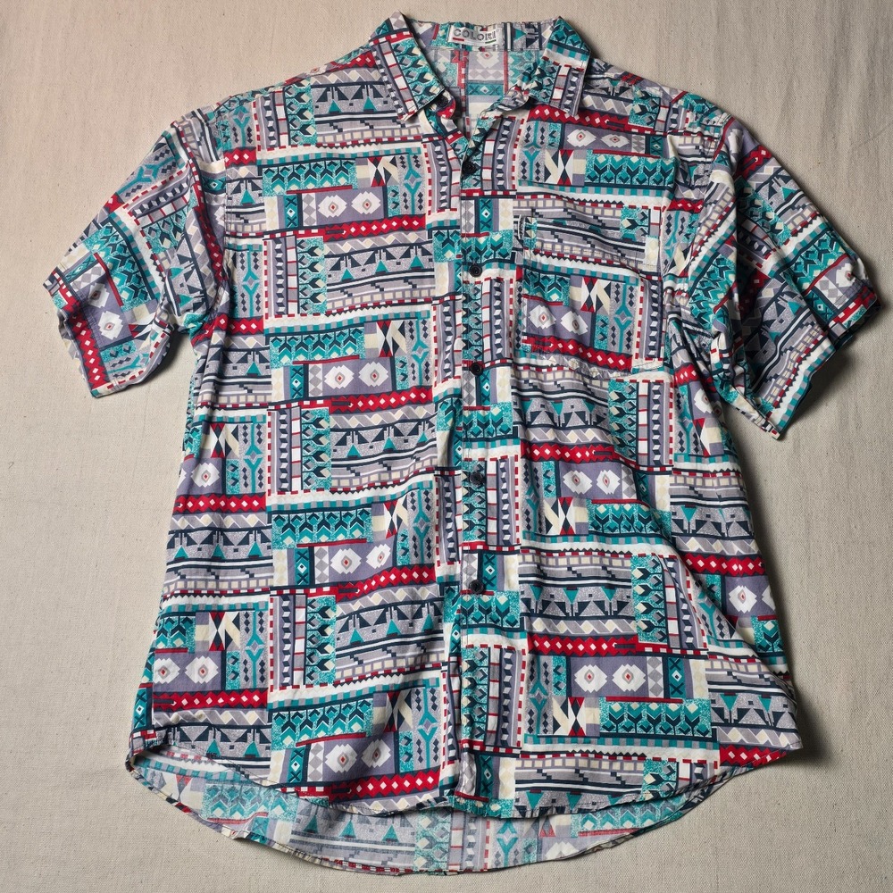 Colori Men's Button-Up Shirt Short‎ Sleeve Medium Casual Style